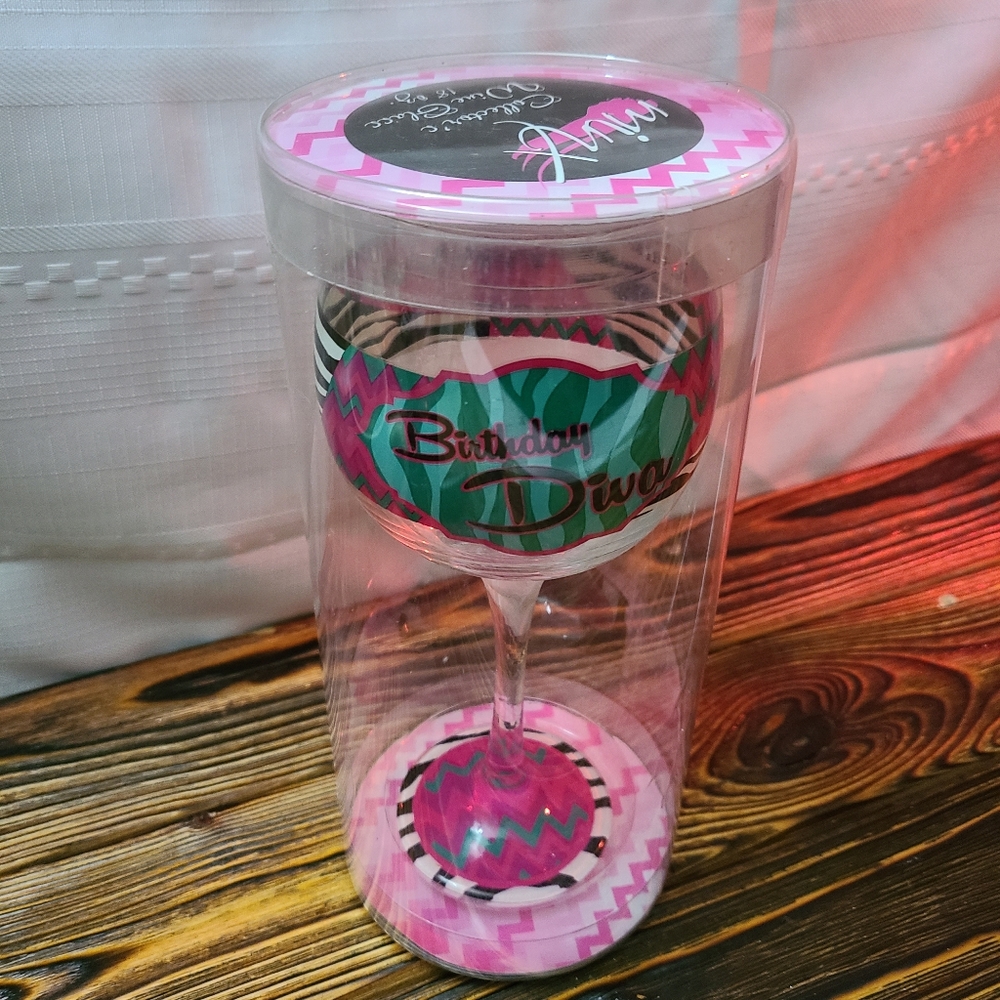 Minx Birthday Diva 18 oz Collector's Wine Glass Gift